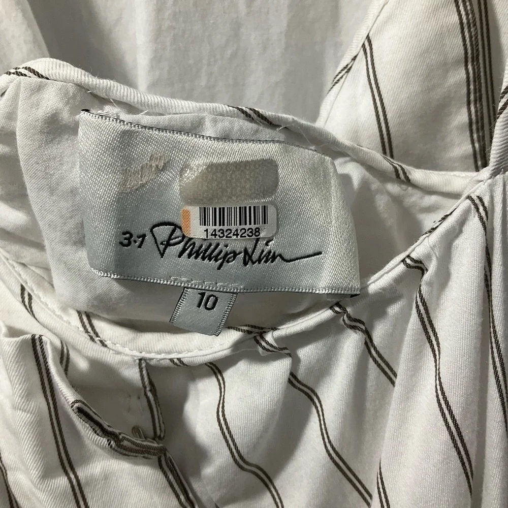 3.1 Phillip Lim Striped Tent Dress size 10 white with light brown strips D130 - Picture 14 of 14